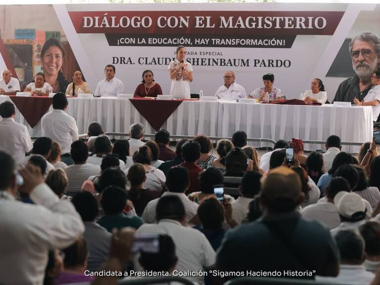 Salarios y pensiones justas al magisterio promete Sheinbaum desde Campeche