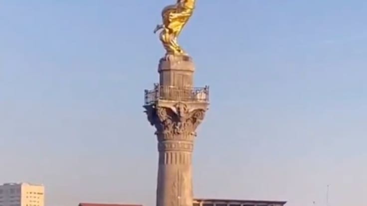 Sismo en CDMX sacude con fuerza columna del Ángel de la Independencia | VIDEO