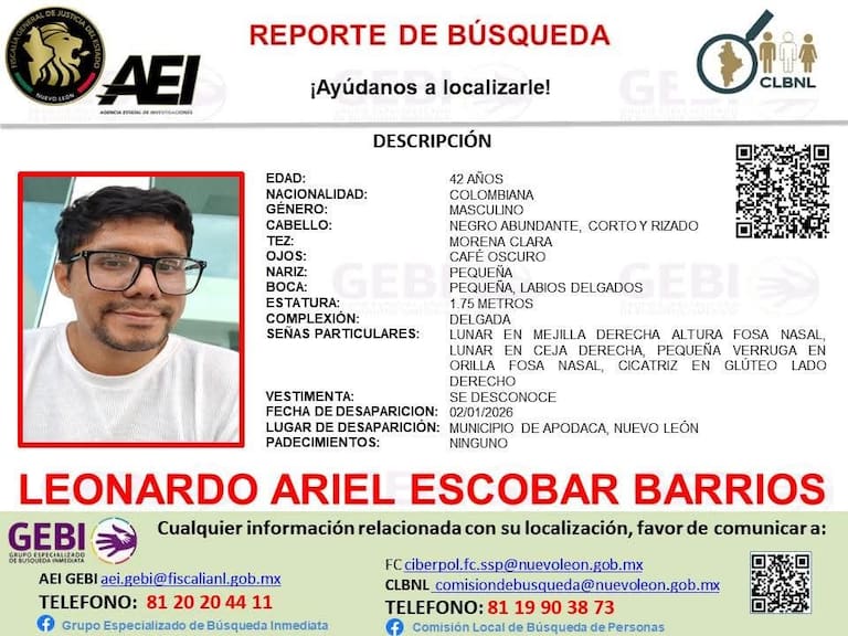 Lo último que se supo de Leonardo Ariel antes de su desaparición es que había sido detenido por la Guardia Nacional el 31 de diciembre, aunque fue liberado el 2 de enero.