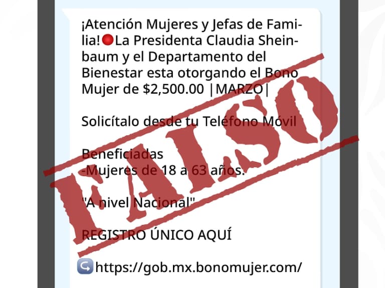 Autoridades han desmentido la existencia del Bono Mujer, pues se trata de una estafa para robar información personal.