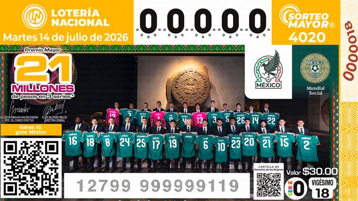 Sale a la venta el cachito de la Selección Nacional de Futbol 2026 emitido por Lotería Nacional