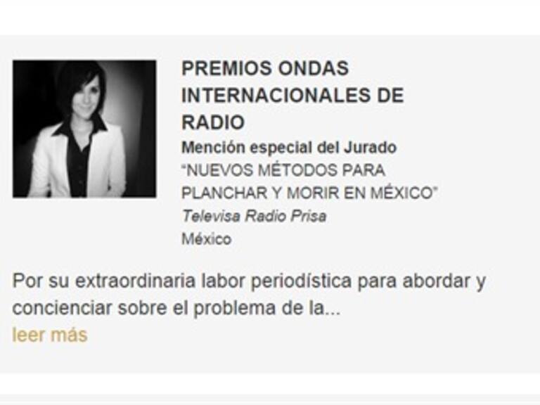 Premio Ondas 2015 reconoció reportaje de Karla Iberia Sánchez