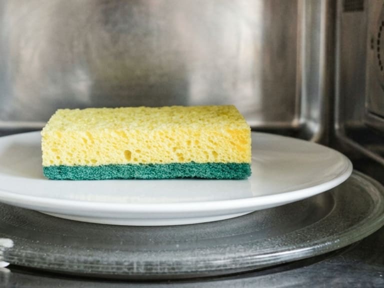 ¿Tu esponja de platos huele mal? Descubre el método para eliminar bacterias en solo un minuto usando tu microondas.