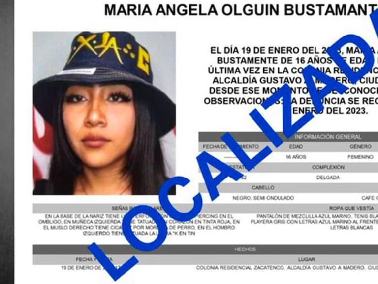Localizan a María Ángela Olguín, menor desparecida en Indios Verdes