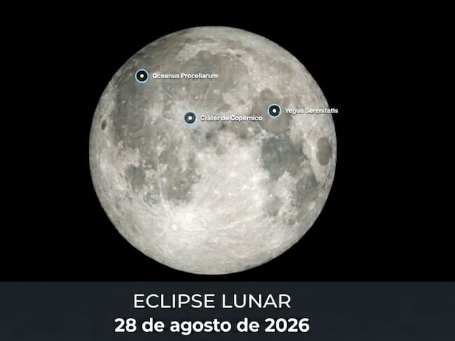 Eclipse lunar agosto 2026: El mapa de la NASA para saber qué ver en la Luna durante el fenómeno