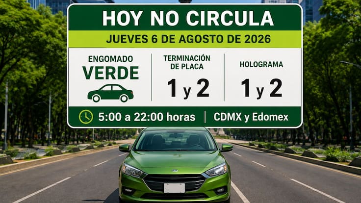 Programa Hoy No Circula en CDMX y Edomex: revisa si tu auto podrá circular este jueves 6 de agosto de 2026
