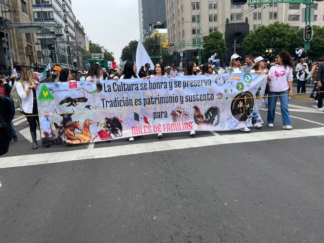 Marchan en favor de las peleas de gallos