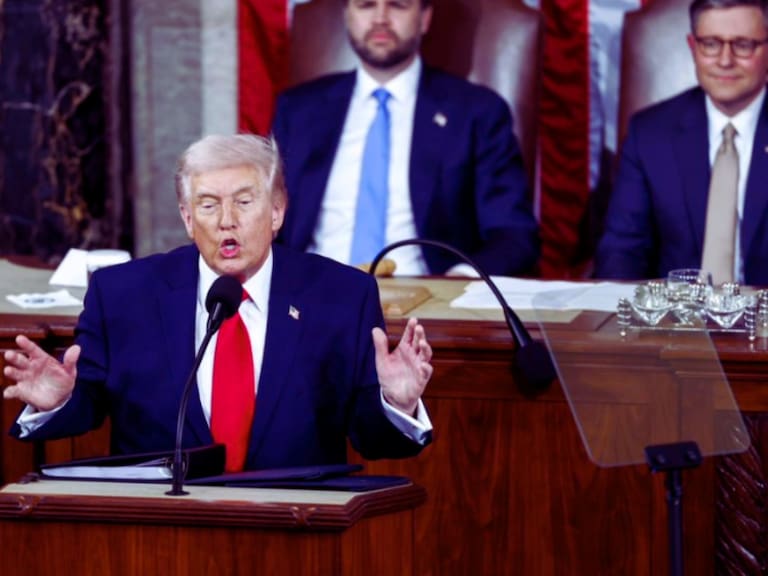 Donald Trump, presidente de Estados Unidos, durante su discurso del Estado de la Unión. Getty Images