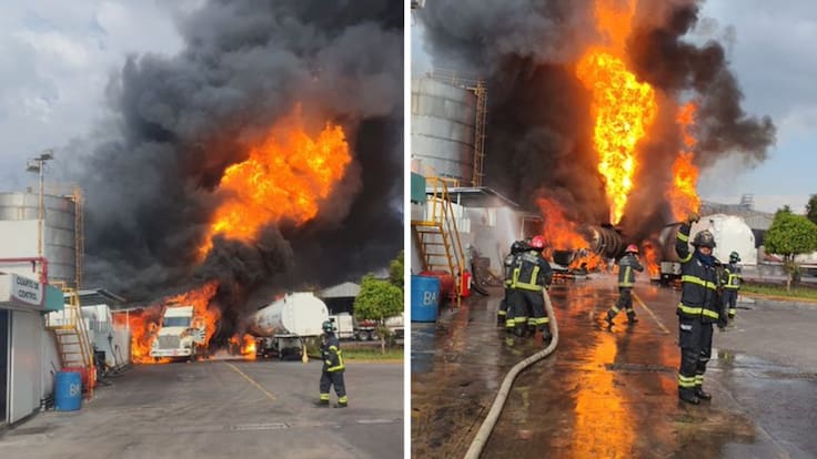 Incendio en Tlanepantla involucra pipas con diesel, hay heridos, una persona fallecida e intoxicados