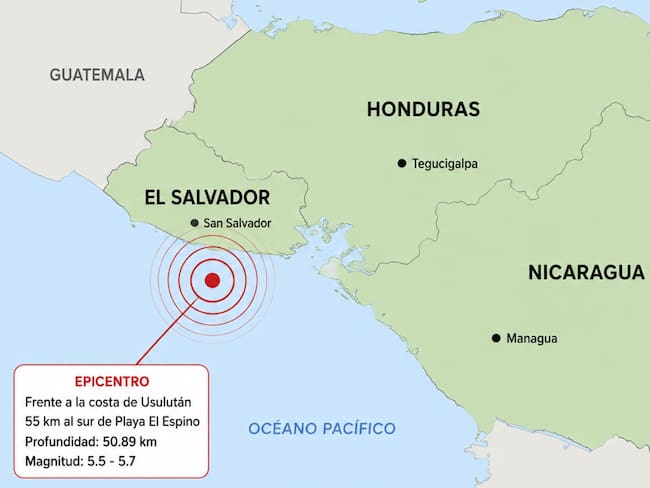 Sismo de magnitud 5.5 sacude El Salvador, Honduras y Nicaragua este miércoles