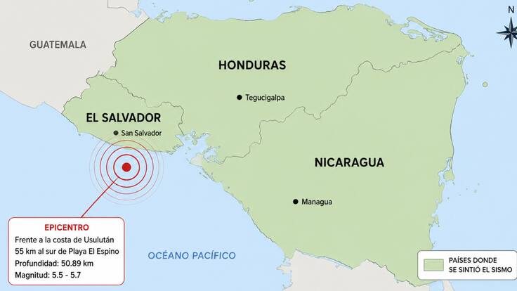 Sismo de magnitud 5.5 sacude El Salvador, Honduras y Nicaragua este miércoles