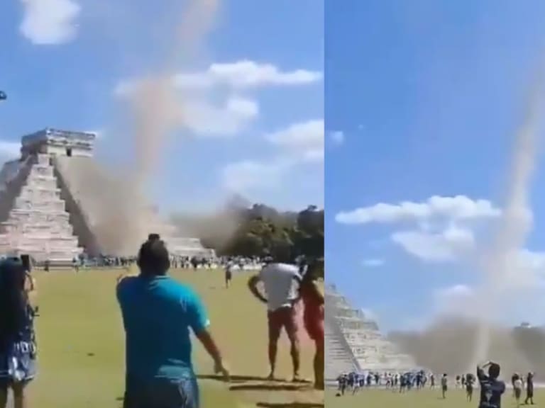¿Llega serpiente de viento? Increíble fenómeno es captado en Chichén-Itzá