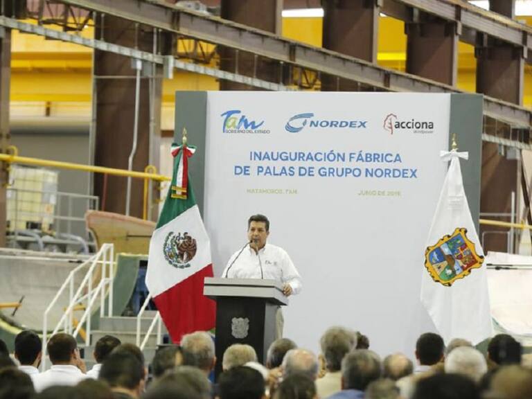 Gobierno de Tamaulipas inaugura planta de producción de palas eólicas