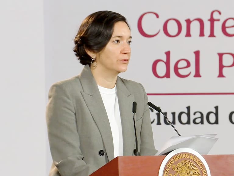 Marcela Figueroa, titular del Secretariado Ejecutivo del Sistema Nacional de Seguridad Pública, durante la Conferencia Mañanera del martes 8 de septiembre de 2026.