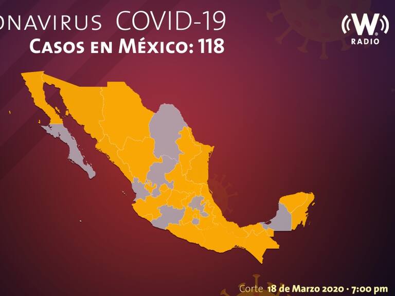 Suben a 118 los casos de COVID-19 en México