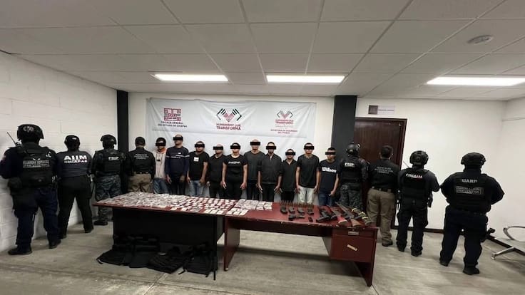 Golpe al CJNG en Chiapas: Detienen a 12 miembros con armas y equipo táctico