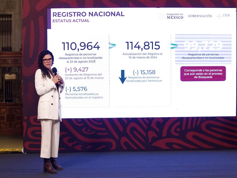 A las 99 mil personas desparecidas todavía las seguimos buscando, aseguró la titular de Gobernación. Luisa María Alcalde