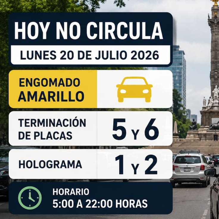 Programa Hoy No Circula lunes 20 de julio: confirman que autos descansan en la CDMX y Edomex