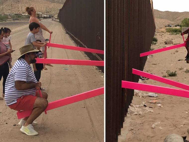 Juegan niños en la frontera