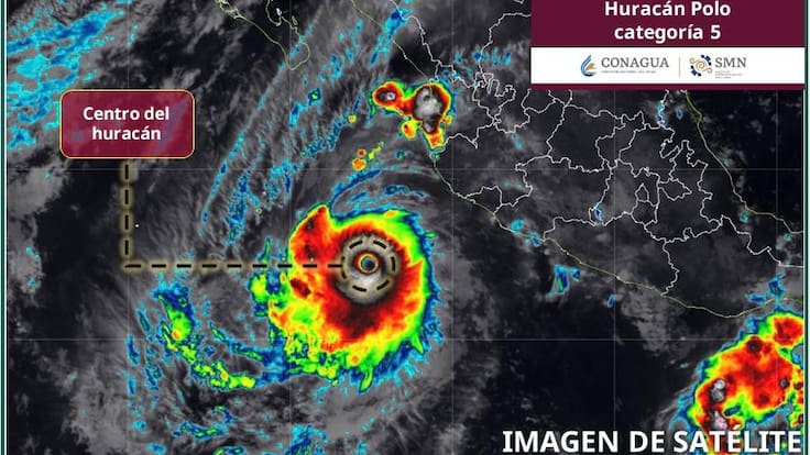 Huracán Polo se intensifica a categoría 5 frente a las costas del Pacífico; afectará a varios estados