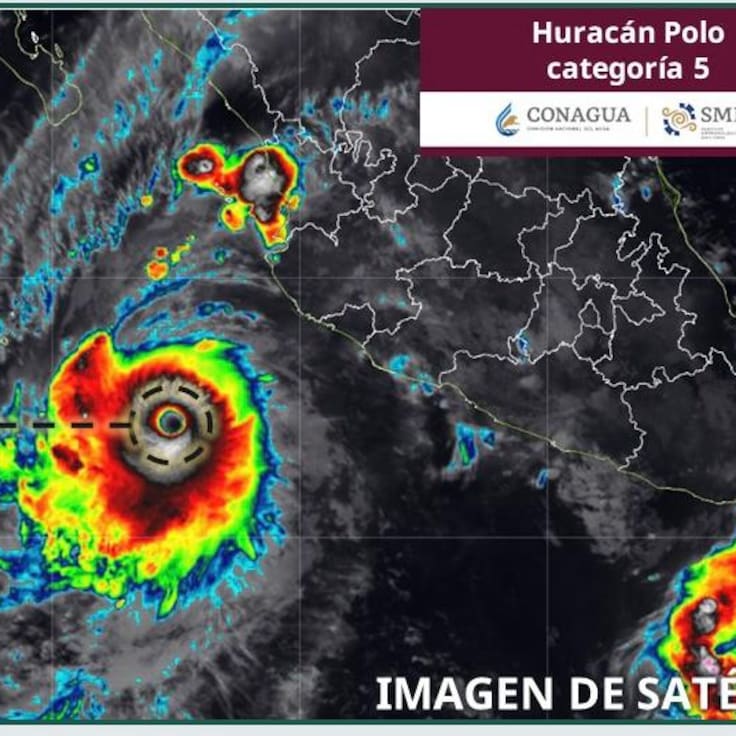 Huracán Polo se intensifica a categoría 5 frente a las costas del Pacífico; afectará a varios estados