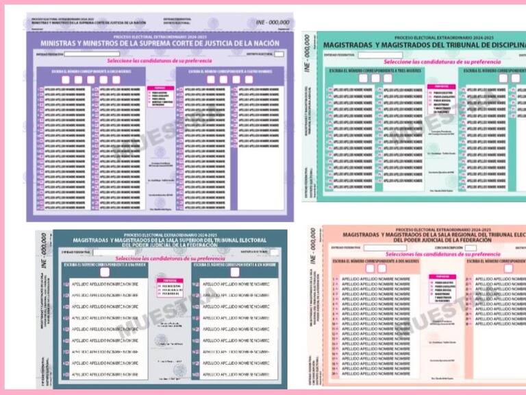Boletas aprobadas por el Consejo General del INE para el proceso de elección judicial.