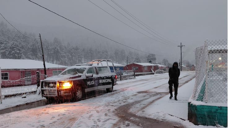 Tormenta Invernal: Se registra caída de nieve en comunidades serranas de Durango, autoridades piden precaución por hielo negro