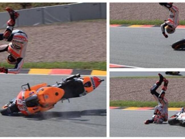 Salen ilesos Marc Márquez y Pedrosa de dos duras caídas