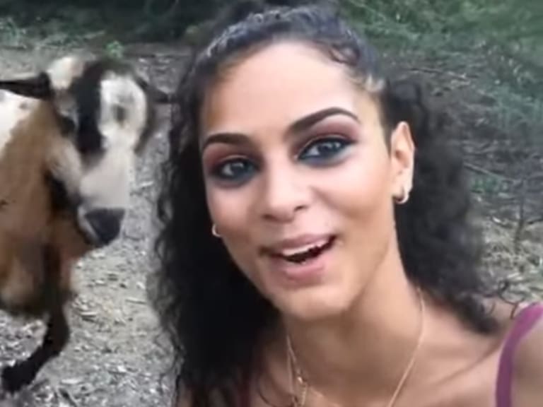 Ella sólo quería una selfie y una cabra la recibe con tremendo &#039;cabezazo&#039;