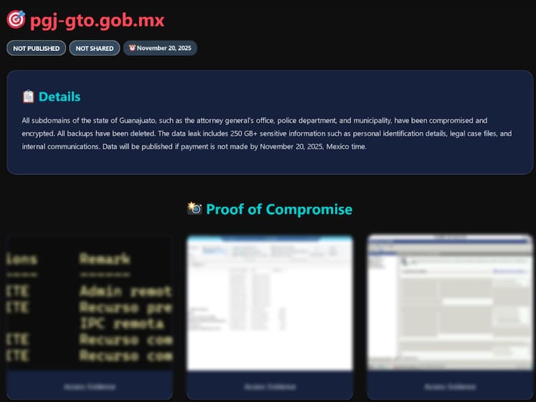 Los hackers piden un "rescate" por la información, ya que aseguran tener 250 GB de información sensible