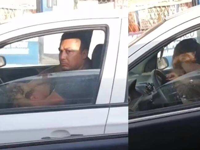 Captan a hombre golpeando a mujer mientras conduce en Nuevo León | VIDEO