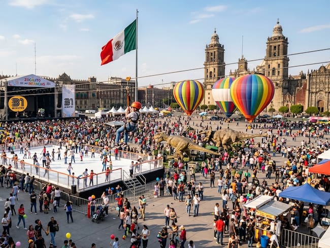 Zócalo celebrará el Día de Niño con pista de hielo, tirolesa y globos aerostáticos: fechas y todas las actividades