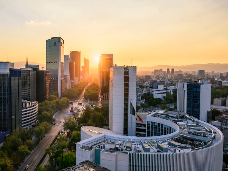 Scenic view over skyscrapers and Paseo de la Reforma, Mexico City, Mexico
