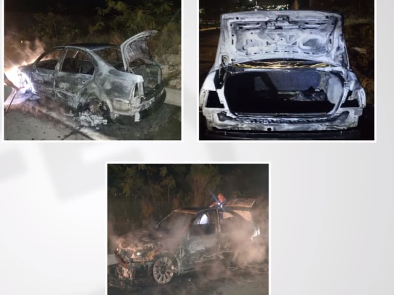 Se solicitó el apoyo de Protección Civil para apagar el auto en llamas