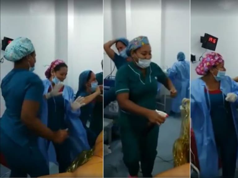 Enfermeras y médicos bailan a media operación