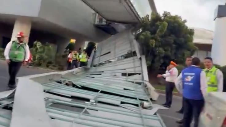 Colapsa techumbre en el AICM; así se vino abajo en cuestión de segundos | VIDEO