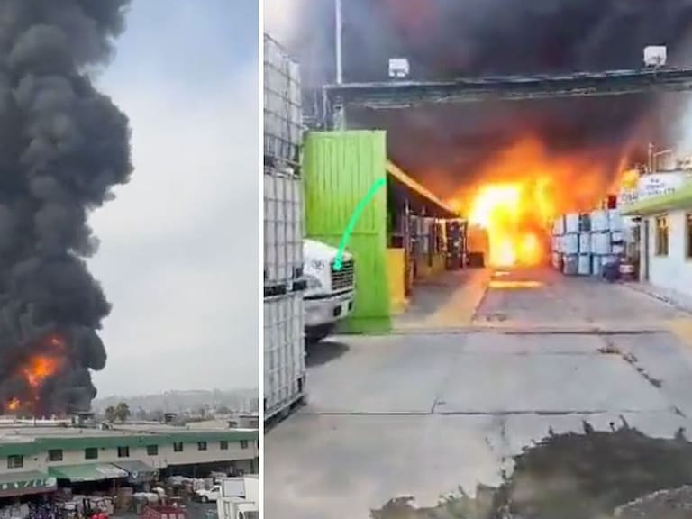 Se registra incendio en fábrica de químicos en Chicoloapan, Edomex