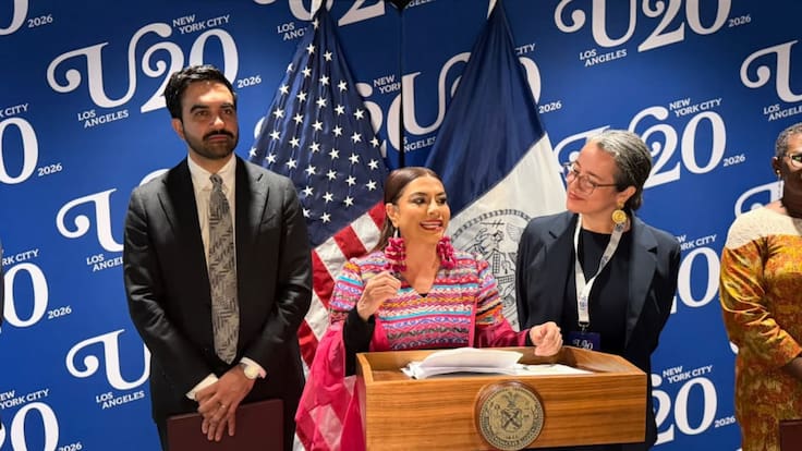 Zohran Mamdani reconoce las Utopías de Clara Brugada durante foro Urban 20 en Nueva York