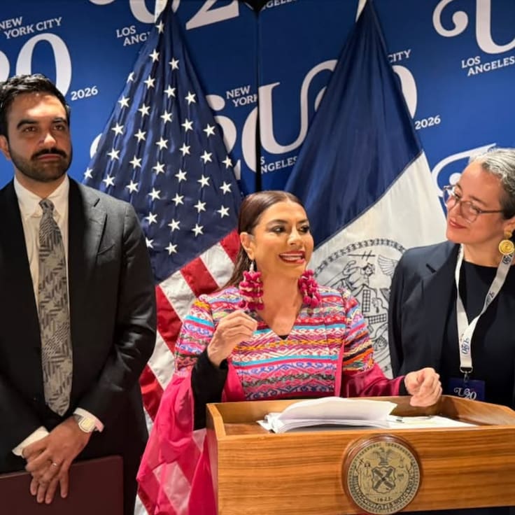 Zohran Mamdani reconoce las Utopías de Clara Brugada durante foro Urban 20 en Nueva York