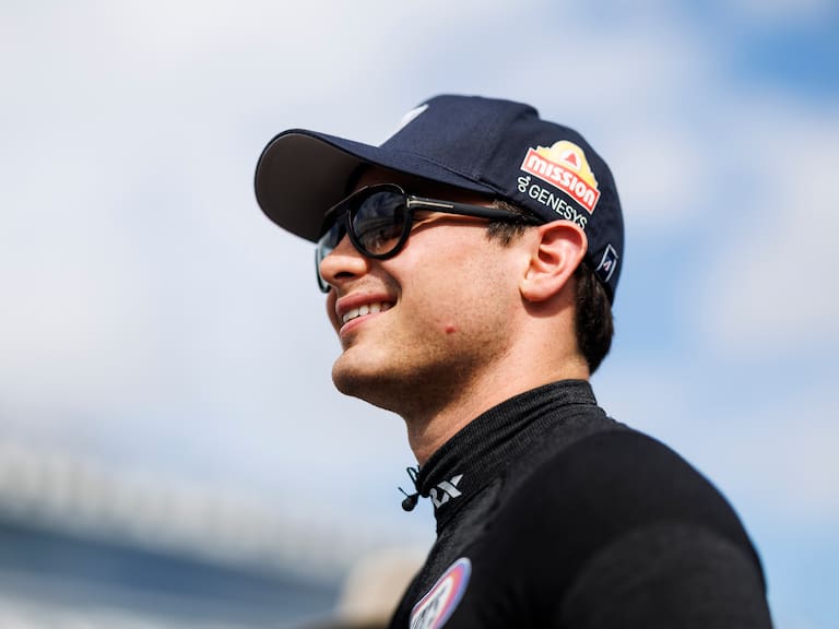 DAYTONA BEACH, FLORIDA - JANUARY 27: Patricio O'Ward driver of the #2 United Autosports USA ORECA LMP2 07 looks on before the start of the Rolex 24 at Daytona International Speedway on January 27, 2024 in Daytona Beach, Florida. (Photo by James Gilbert/Getty Images)