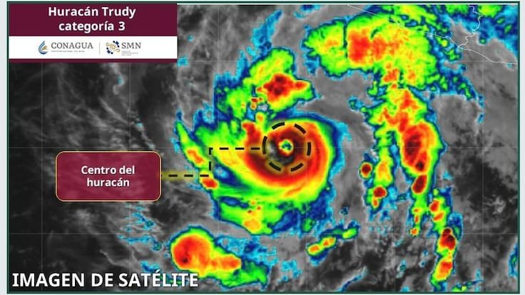 Huracán Trudy se intensifica a categoría 3 frente a las costas del Pacífico
