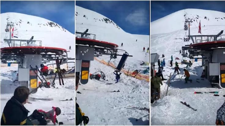 Telesilla lanza violentamente a esquiadores en Georgia