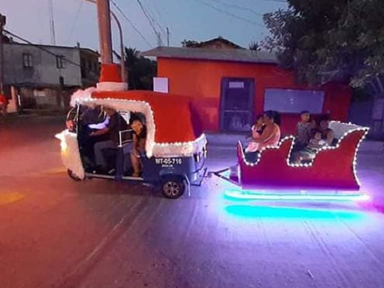 Navidad para todos; así convirtió Don Jerónimo un mototaxi en trineo