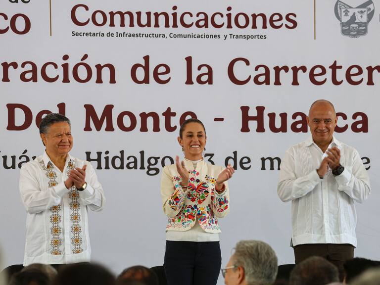 Claudia Sheinbaum, Presidenta de México, durante la inauguración de la Carretera Real del Monte-Huasca.