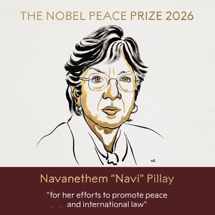 Navi Pillay recibe el Premio Nobel de la Paz 2026 por su trabajo en la promoción de la paz y el derecho internacional