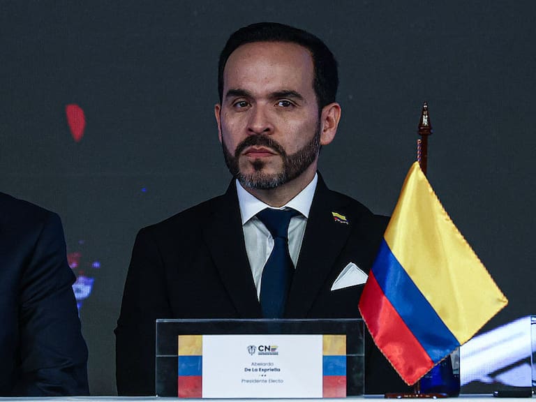 BOGOTA, COLOMBIA - JUNE 25: Colombia's President-elect, Abelardo de la Espriella (C), awaits his official certificates during the inauguration ceremony as the new President of Colombia, in Bogota, Colombia, on June 25, 2026. (Photo by Lucas Aguayo Araos/Anadolu via Getty Images)