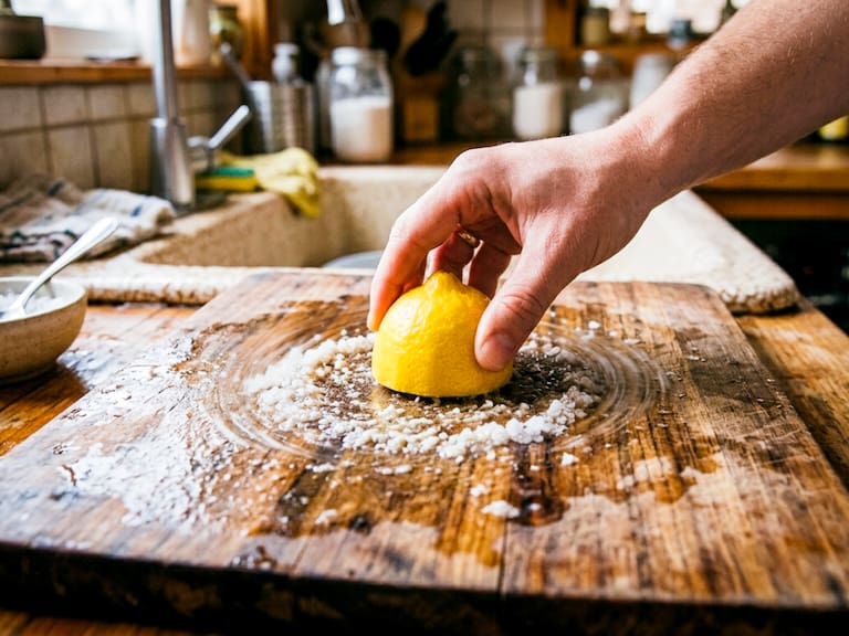 El truco de sal y limón para limpiar las tablas de picar se ha popularizado en muchas cocinas. Aunque puede ayudar con manchas y malos olores, no debe considerarse un método de desinfección.