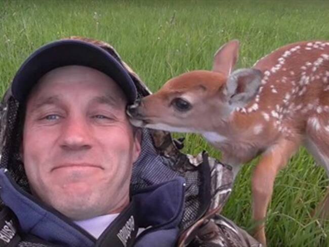 Venado se rehusa a dejar al hombre que lo rescató
