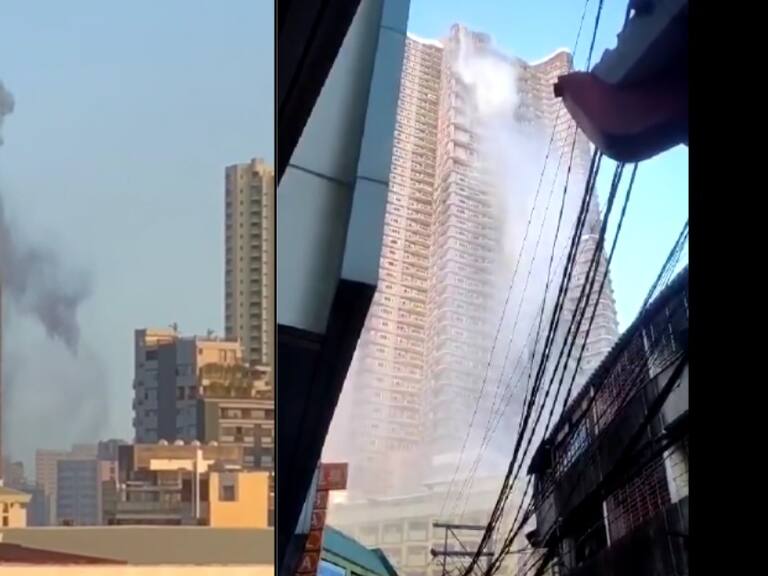 Piscina de rascacielos se quiebra en terremoto de Filipinas
