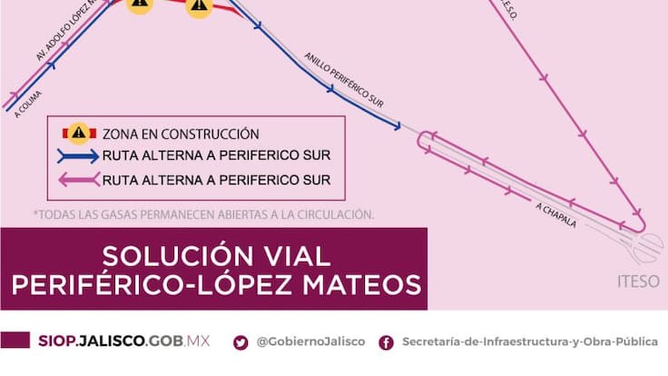 Habrá cierres viales en Lopez Mateos y Periférico